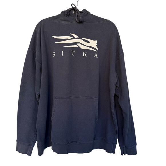 Sitka Gear Sweatshirt Mens 2XL Navy Blue Hoodie Pullover Logo Graphic Hunting - Picture 1 of 11